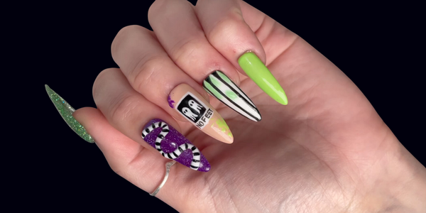 Halloween Nail Art Tutorial: Beetle Juice